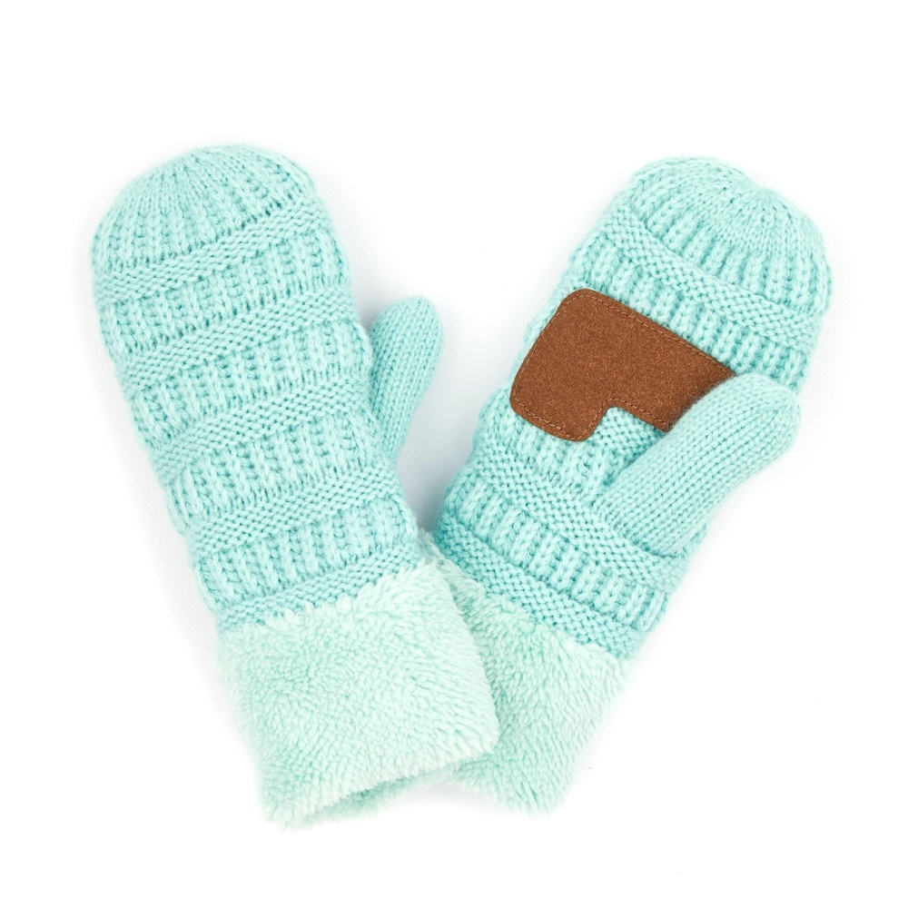 C.C Kids Ribbed Knit Mitten Gloves